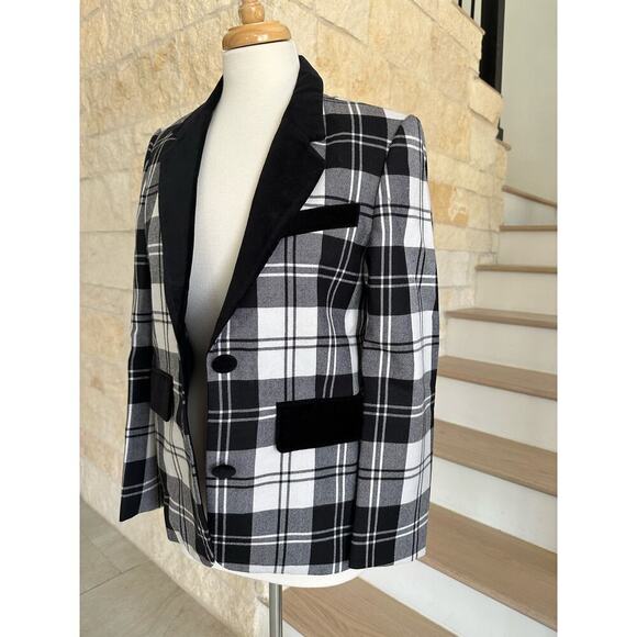 Hunter Bell Catherine Blazer Black White Plaid Checkered Small NEW - Picture 7 of 11